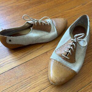 Classic Bass Oxford Saddle Shoes Linen & Leather Women's Sz 8